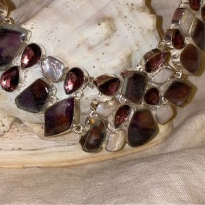 Intoxicating Amethyst + Biwa Pearl exotic gemstone cluster necklace